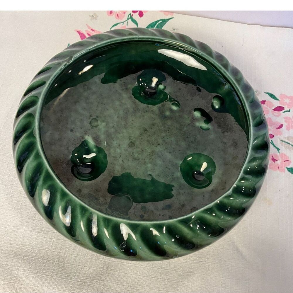 Hull Pottery Planter F46 forest green glossy glaze vintage 50's planter - Picture 3 of 6
